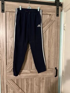 adidas Navy sweat Pants with White Side Stripes